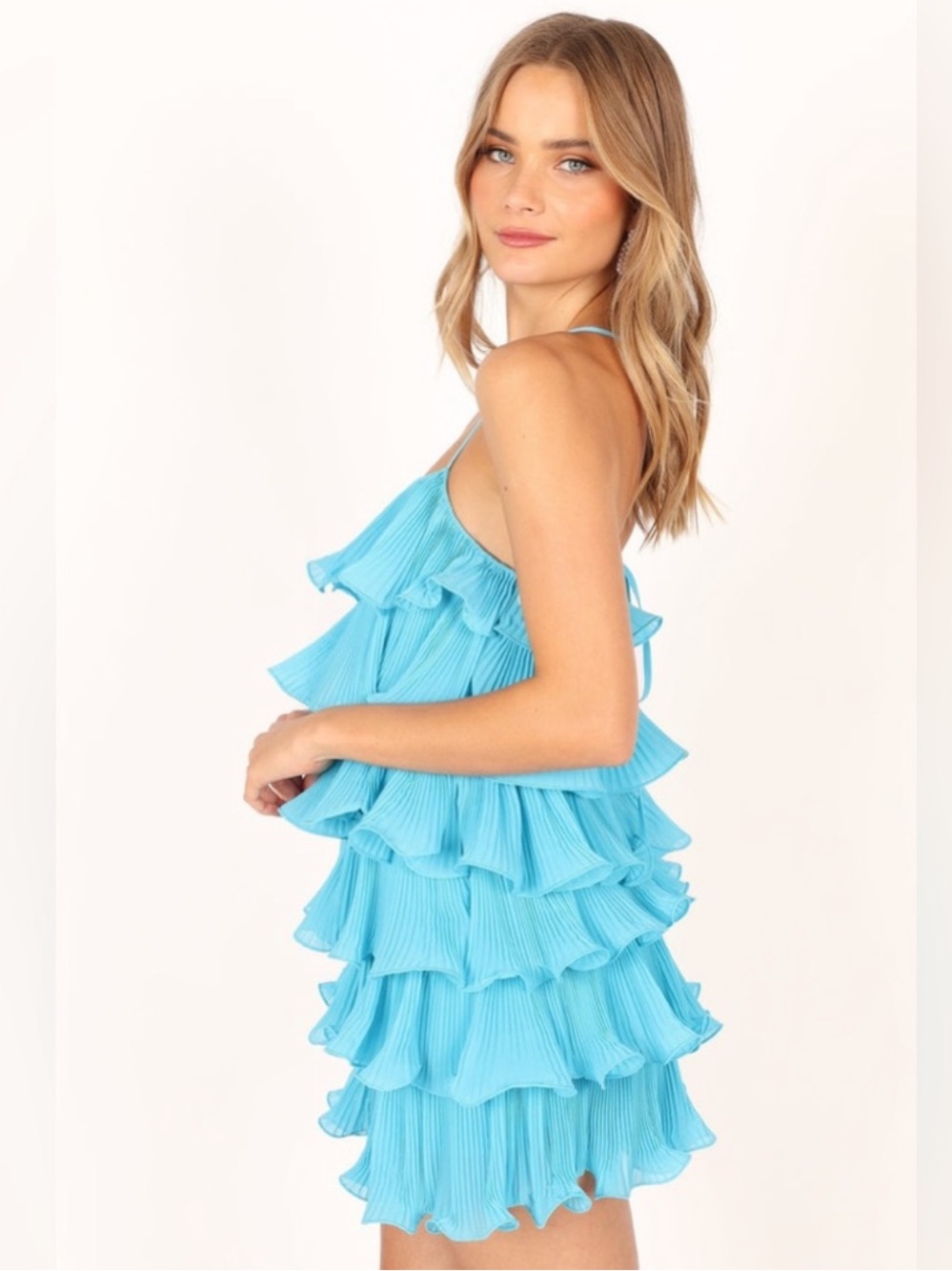 NWT Petal & Pup Aqua Layered Ruffle camilo mini dress size s